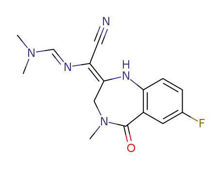 N'-[cyano-(7-fluoro-4-methyl-5-oxo-1,3,4,5-tetrahydro-benzo[e][1,4]diazepin-2-ylidene)-methyl]-N,N-dimethyl-formamidine