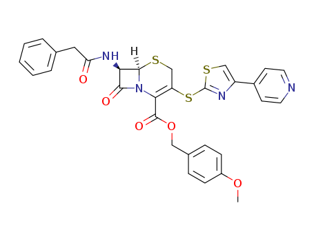 5-Thia-1-azabicyclo[4.2.0]oct-2-ene-2-carboxylic acid, 8-oxo-7-[(phenylacetyl)amino]-3-[[4-(4-pyridinyl)-2-thiazolyl]thio]-, (4-methoxyphenyl)methyl ester, (6R,7R)-