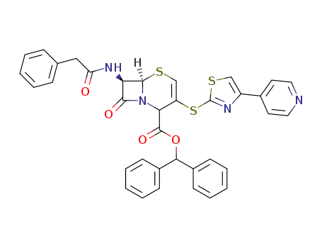 (6R,7R)-8-Oxo-7-phenylacetylamino-3-(4-pyridin-4-yl-thiazol-2-ylsulfanyl)-5-thia-1-aza-bicyclo[4.2.0]oct-3-ene-2-carboxylic acid benzhydryl ester