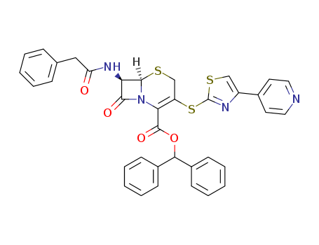 Diphenylmethyl (6R,7R)-8-oxo-7- ((phenylacetyl)amino)-3-((4-(pyridin-4-yl)-1,3-thiazol-2-yl)thio)-5-thia-1- azabicyclo(4.2.0)oct-2-ene-2-carboxylate