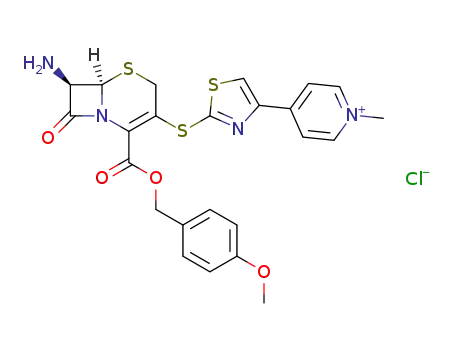 4-{2-[(6R,7R)-7-Amino-2-(4-methoxy-benzyloxycarbonyl)-8-oxo-5-thia-1-aza-bicyclo[4.2.0]oct-2-en-3-ylsulfanyl]-thiazol-4-yl}-1-methyl-pyridinium; chloride