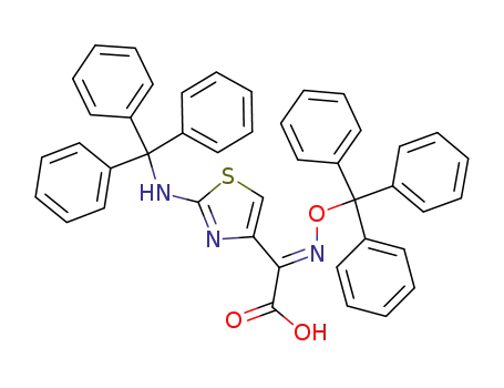 Molecular Structure of 69689-81-2 ((E)-α-[(TriphenylMethoxy)iMino]-2-[(triphenylMethyl)aMino]-4-thiazoleacetic Acid)