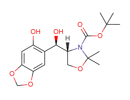 tert-butyl (R)-4-((R)-hydroxy(6-hydroxybenzo[d][1,3]dioxol-5-yl)methyl)-2,2-dimethyloxazolidine-3-carboxylate