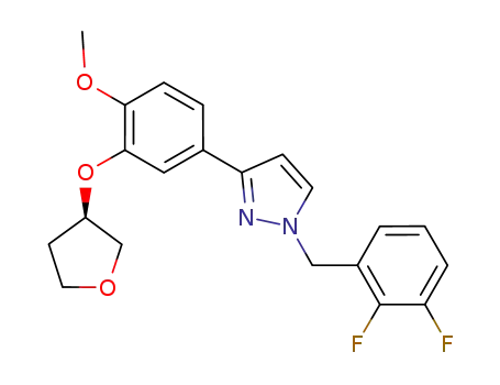 1-(2,3-difluorobenzyl)-3-(4-methoxy-3-(3R)-tetrahydrofuranyloxyphenyl)-1H-pyrazole