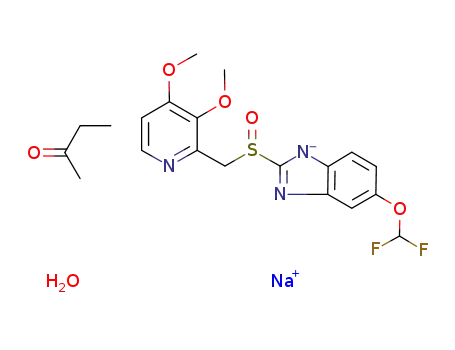 5-(difluoromethoxy)-2-[[(3,4-dimethoxy-2-pyridinyl)methyl]sulfinyl]-1H-benzimidazole sodium salt monohydrate monosolvate with methyl ethyl ketone