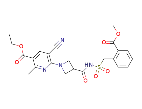 5-cyano-6-[3-(2-methoxycarbonyl-phenylmethanesulfonylaminocarbonyl)-azetidin-1-yl]-2-methyl-nicotinic acid ethyl ester