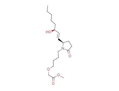 Molecular Structure of 492471-64-4 (Acetic acid,
[4-[(2R)-2-[(1E,3S)-3-hydroxy-1-octenyl]-5-oxo-1-pyrrolidinyl]butoxy]-,
methyl ester)