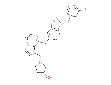 1-{4-[1-(3-Fluoro-benzyl)-1H-indazol-5-ylamino]-pyrrolo[2,1 f][1,2,4]triazin-5-ylmethyl}-(3R)-pyrrolidin-3-ol