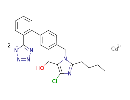 2-n-butyl-4-chloro-5-hydroxymethyl-1-[[2'-(1H-tetrazole-5-yl)[1,1'-biphenyl]-4-yl]]-1H-imidazole calcium salt