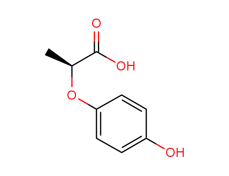 Molecular Structure of 105118-15-8 (Propanoic acid, 2-(4-hydroxyphenoxy)-, (2S)-)