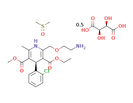 S(-) amlodipine-hemi L(+)-tartarate mono DMSO solvate