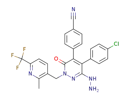 4-(5-(4-chlorophenyl)-6-hydrazinyl-2-((2-methyl-6-(trifluoromethyl)-pyridin-3-yl)methyl)-3-oxo-2,3-dihydropyridazin-4-yl)-benzonitrile