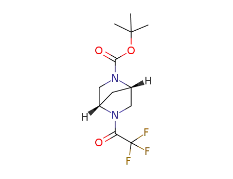 Molecular Structure of 878805-66-4 (2,5-Diazabicyclo[2.2.1]heptane-2-carboxylic acid, 5-(trifluoroacetyl)-,
1,1-dimethylethyl ester, (1S,4S)-)