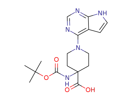 4-(tert-butoxycarbonylamino)-1-(7H-pyrrolo[2,3-d]pyrimidin-4-yl)piperidine-4-carboxylic acid