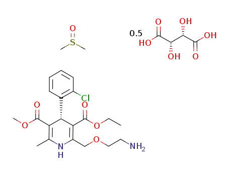 S-(-)-amlodipine-hemi-D-tartrate mono-dimethylsulfoxide solvate