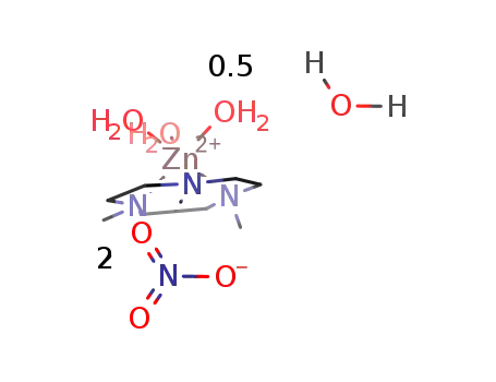 (trimethyltriazacyclononane)triaquozinc(II) nitrate hemihydrate