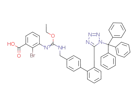 2-bromo-3-(ethoxy(1-(2'-(1-trityl-1H-tetrazol-5-yl)bi-phenyl-4-yl)methylamino)methyleneamino)benzoic acid