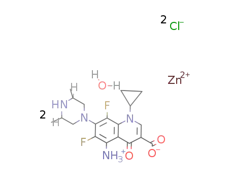 [Zn(5-amino-1-cyclopropyl-7-(cis-3,5-dimethyl-1-piperazinyl)-6,8-difluoro-1,4-dihydro-4-oxo-3-quinocarboxylate)2(H2O)]Cl2