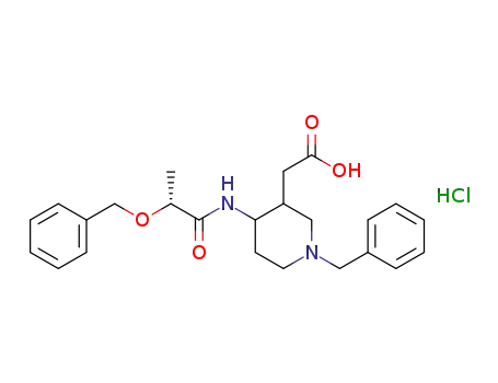 2-(1-benzyl-4-(2-(benzyloxy)propanamido)piperidin-3-yl)acetic acid hydrochloride
