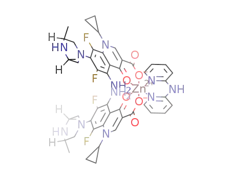 bis(5-amino-1-cyclopropyl-7-((3R,5S)-3,5-dimethylpiperazin-1-yl)-6,8-difluoro-4-oxo-1,4-dihydroquinoline-3-carboxylato)(2,2'-bipyridylamine)zinc
