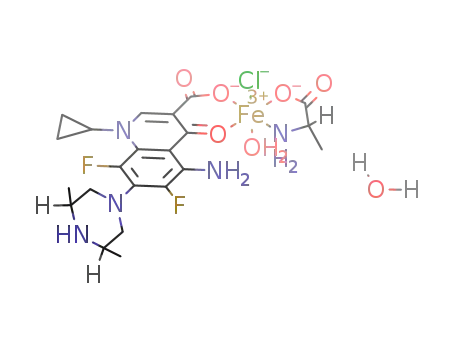 FeCl(sparfloxacin(1-))(DL-alanine)(H2O)*H2O