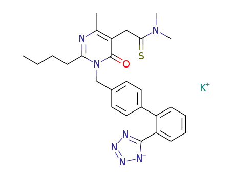 potassium 2-butyl-5-dimethylaminothiocarbonylmethyl-6-methyl-3-[[2'-(1H-tetrazol-5-yl)biphenyl-4-yl]methyl]pyrimidin-4-(3H)-one