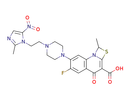 6-fluoro-1-methyl-7-{4-[2-(2-methyl-5-nitro-imidazol-1-yl)ethyl]piperazin-1-yl}-4-oxo-4H-2-thia-8b-aza-cyclobuta[a]naphthalene-3-carboxylic acid