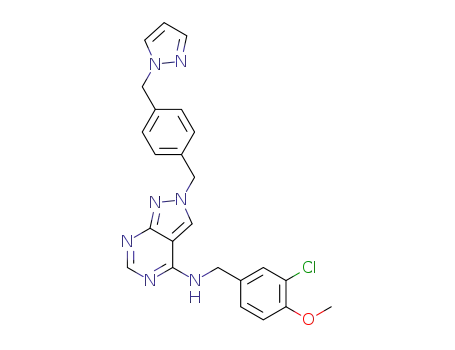 2-(4-((1H-pyrazol-1-yl)methyl)benzyl)-N-(3-chloro-4-methoxybenzyl)-2H-pyrazolo[3,4-d]pyrimidin-4-amine
