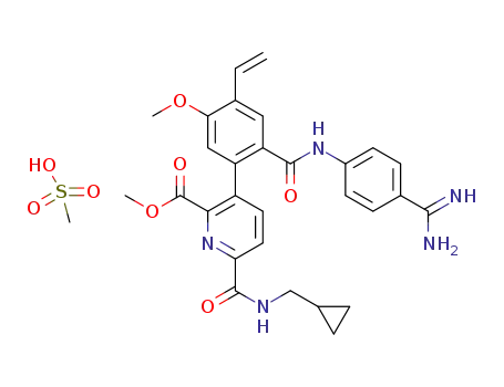 methyl 3-[2-(4-carbamimidoylphenylcarbamoyl)-5-methoxy-4-vinylphenyl]-6-(cyclopropylmethylcarbamoyl)pyridine-2-carboxylate methanesulfonate