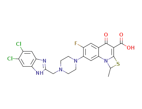 7-(4-((5,6-dichloro-1H-benzo[d]imidazol-2-yl)methyl)piperazin-1-yl)-6-fluoro-1-methyl-4-oxo-1H,4H-[1,3]thiazeto[3,2-a]quinoline-3-carboxylic acid