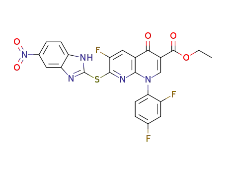 ethyl 1-(2,4-difluorophenyl)-6-fluoro-7-((6-nitro-1H-benzo[d]imidazol-2-yl)thio)-4-oxo-1,4-dihydro-1,8-naphthyridine-3-carboxylate