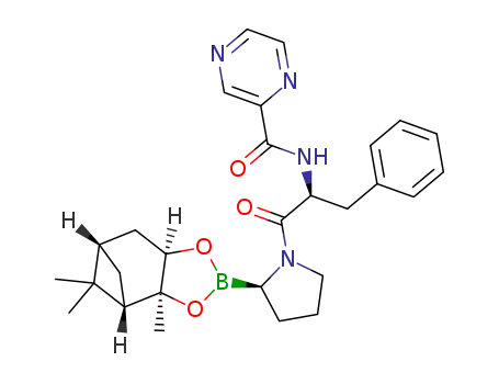 N-((S)-1-oxo-3-phenyl-1-((R)-2-((3aS,4S,6S,7aR)-3a,5,5,7a-tetramethylhexahydro-4,6-methanobenzo[d][1,3,2]dioxaborol-2-yl)pyrrolidin-1-yl)propan-2-yl)pyrazine-2-carboxamide