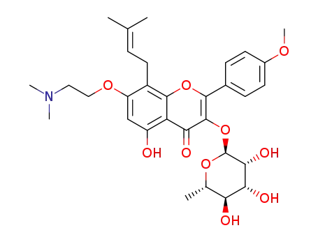 7-(2-dimethylaminoethoxy)-5-hydroxy-2-(4-methoxyphenyl)-8-(3-methylbut-2-en-1-yl)-3-(((2S,3R,4R,5R,6S)-3,4,5-trihydroxy-6-methyltetrahydro-2H-pyran-2-yl)oxy)-4H-chromene-4-one