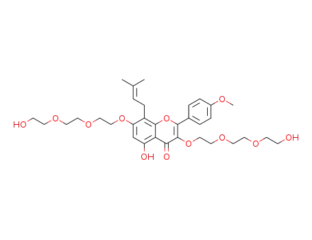 5-hydroxy-3,7-bis(2-(2-(2-hydroxyethoxy)ethoxy)ethoxy)-2-(4-methoxyphenyl)-8-(3-methylbut-2-en-1-yl)-4H-chromen-4-one