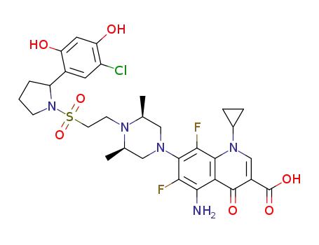 5-amino-7-[(3R,5S)-4-(2-{[2-(5-chloro-2,4-dihydroxyphenyl)pyrrolidin-1-yl]sulfonyl}ethyl)-3,5-dimethylpiperazin-1-yl]-1-cyclopropyl-6,8-difluoro-4-oxo-1,4-dihydroquinoline-3-carboxylic acid