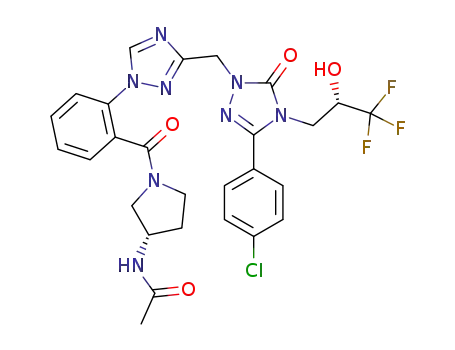 N-[(3S)-1-{2-[3-({3-(4-chlorophenyl)-5-oxo-4-[(2S)-3,3,3-trifluoro-2-hydroxypropyl]-4,5-dihydro-1H-1,2,4-triazol-1-yl}methyl)-1H-1,2,4-triazol-1-yl]benzoyl}pyrrolidin-3-yl]acetamide