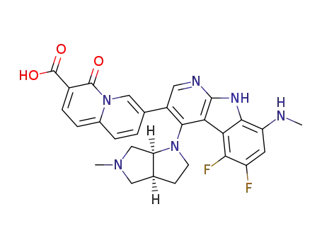 7-[5,6-difluoro-8-(methylamino)-4-[(3aS,6aS)-5-methyl-2,3,3a,4,6,6a-hexahydropyrrolo[2,3-c]pyrrol-1-yl]-9H-pyrido[2,3-b]indol-3-yl]-4-oxoquinolizine-3-carboxylic acid