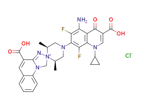 4'-(5-amino-3-carboxy-1-cyclopropyl-6,8-difluoro-4-oxo-1,4-dihydroquinolin-7-yl)-4-carboxy-2',6'-dimethyl-1H-spiro[[1,2,4]triazolo[4,3-a]quinoline-2,1'-piperazin]-1'-ium chloride