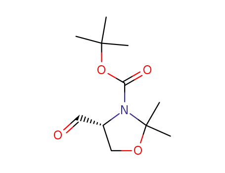 Molecular Structure of 95715-87-0 (TERT-BUTYL (R)-(+)-4-FORMYL-2,2-DIMETHYL-3-OXAZOLIDINECARBOXYLATE)