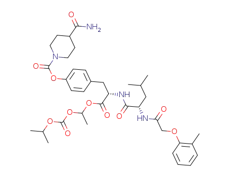 4-((2S)-3-(1-((isopropoxycarbonyl)oxy)ethoxy)-2-((S)-4-methyl-2-(2-(o-tolyloxy)acetamido)pentanamido)-3-oxopropyl)phenyl 4-carbamoylpiperidine-1-carboxylate
