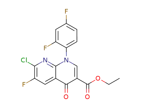 Molecular Structure of 100491-29-0 (ETHYL 1-(2,4-DIFLUOROPHENYL)-7-CHORO-6-FLUORO-4-OXO-HYDROPYRIDINO[2,3-B] PYRIDINE-3-CARBOXYLATE)