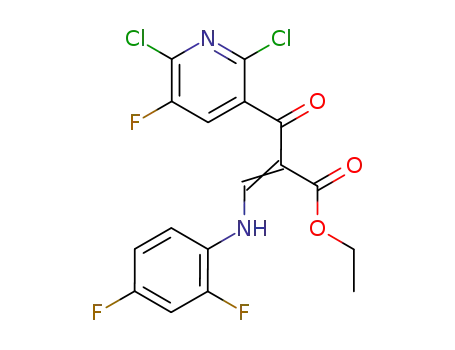 Molecular Structure of 100490-99-1 (Ethyl-2-(2,6-dichlor-5-fluorpyridin-3-carbonyl)-3-(2,4-difluorphenylamino)-acrylat)