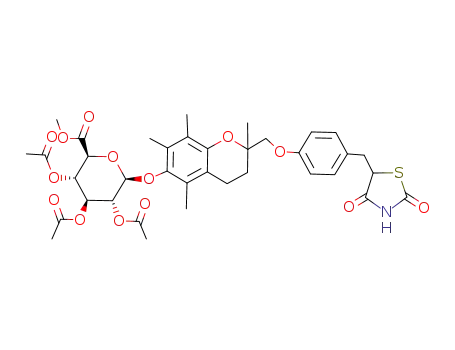 methyl 2,3,4-tri-O-acetyl-1-O-<2-<4-<2,4-dioxothiazolidin-5-ylmethyl>phenoxymethyl>-2,5,7,8-tetramethylchroman-6-yl>-β-D-glucopyranuronate
