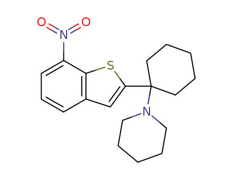 Molecular Structure of 143603-50-3 (Piperidine, 1-[1-(7-nitrobenzo[b]thien-2-yl)cyclohexyl]-)