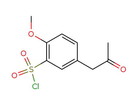 Molecular Structure of 80223-79-6 (5-ACETONYL-2-METHOXYBENZENESULPHONYLCHLORIDE)