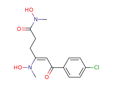 Molecular Structure of 144192-64-3 (4-Hexenamide,
6-(4-chlorophenyl)-N-hydroxy-4-(hydroxymethylamino)-N-methyl-6-oxo-)