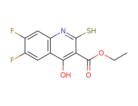 Molecular Structure of 84339-06-0 (6,7-Difluoro-4-hydroxy-2-mercaptoquinoline-3-carboxylicacidethylester)