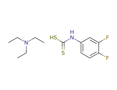 Molecular Structure of 144514-15-8 (Carbamodithioic acid, (3,4-difluorophenyl)-, compd. with
N,N-diethylethanamine (1:1))