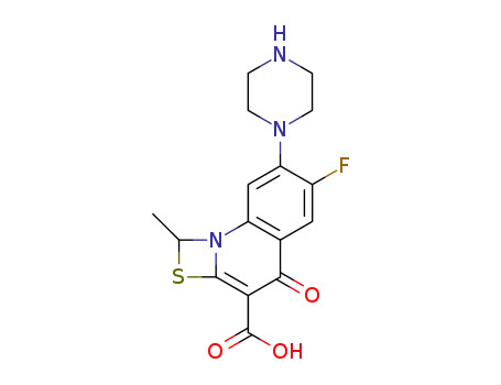 Molecular Structure of 112984-60-8 (6-Fluoro-1-methyl-4-oxo-7-(1-piperazinyl)-4H-[1,3]thiazeto[3,2-a]quinoline-3-carboxylic acid)