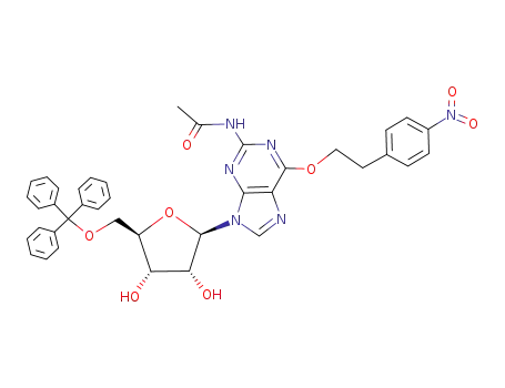 N-{9-((2R,3R,4S,5R)-3,4-Dihydroxy-5-trityloxymethyl-tetrahydro-furan-2-yl)-6-[2-(4-nitro-phenyl)-ethoxy]-9H-purin-2-yl}-acetamide